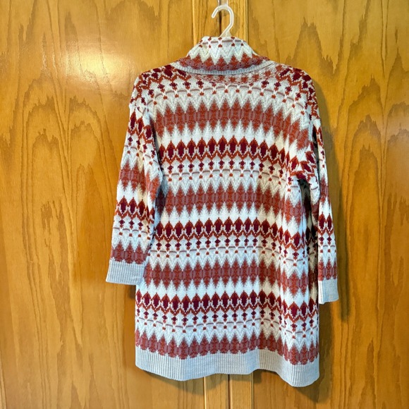 Susina Nordstrom Rack Cardigan Sweater Small Rust Combo Fair Isle Duster Boho - Picture 4 of 8